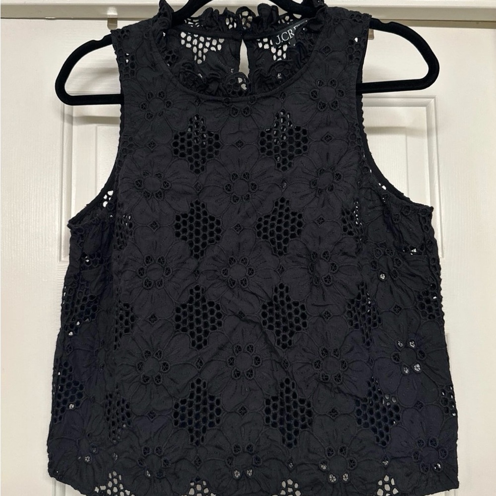 NWOT J. Crew Black Lace Tank Top